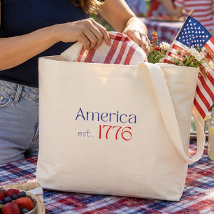 Grand Tote Bag L'Amérique est 1776 Typographie 250 Anniversaire B