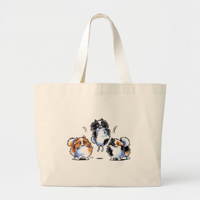 Grand Tote Bag L'amour pour le Parti Poméranien (Devant)