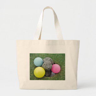 Grand Tote Bag Lapin avec oeuf jaune rose