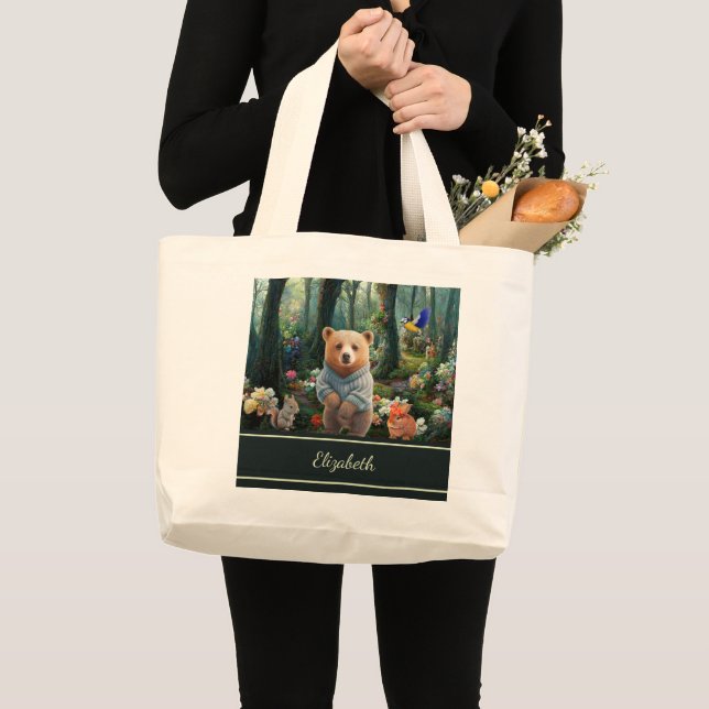 Grand Tote Bag Lapin de miel et ours de boo (Devant (produit))
