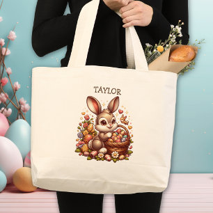 Grand Tote Bag Lapin lapin de Pâques personnalisé