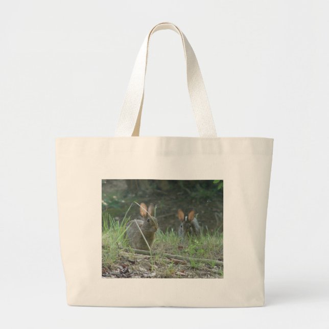 Grand Tote Bag Lapins sauvages Cottontail Est Paire Vêtements Cad (Devant)