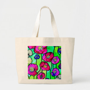 Grand Tote Bag L'art en verre des anémones