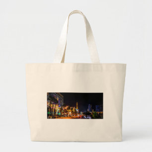 Grand Tote Bag Las Vegas Night Lights Strip Eiffel Tower Casino