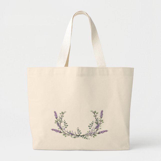 Grand Tote Bag Lavande et Eucalyptus (Devant)