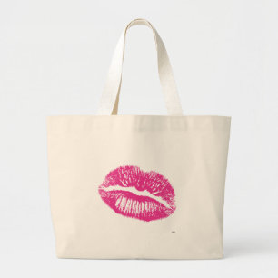 Grand Tote Bag Le Baiser, Lèvres Roses