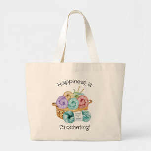 Grand Tote Bag Le Bonheur, c'est Crocheter Personnalisé
