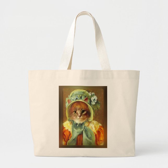 Grand Tote Bag Le chat de Mary Cassatt à Bonnet (Devant)