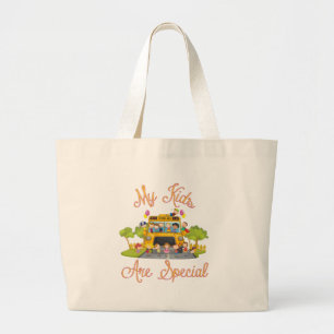 Grand Tote Bag Le chauffeur d'autobus scolaire mes enfants sont