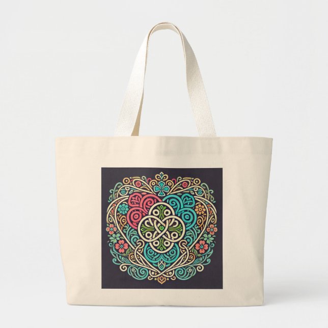 Grand Tote Bag Le coeur celtique de Grey (Devant)