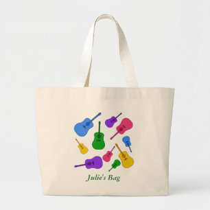 Grand Tote Bag Le collage coloré personnalisé de guitare colore