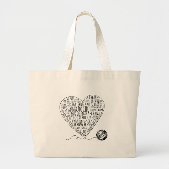 Grand Tote Bag Le crochet exprime Fourre-tout grand (BW) (Devant)