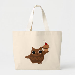 Grand Tote Bag Le hibou et le petit gâteau