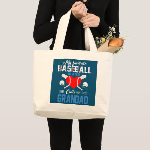Grand Tote Bag Le Joueur De Baseball Favori M'Appelle Grand