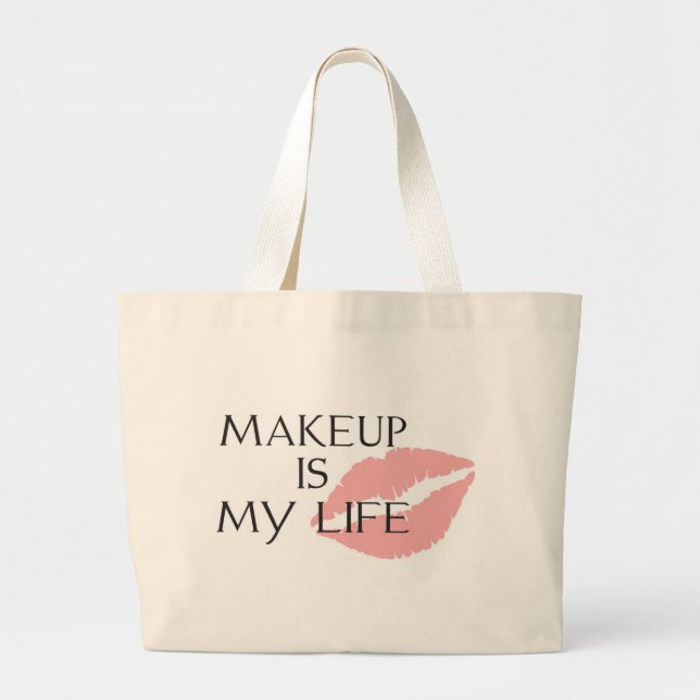 Grand Tote Bag le maquillage est mes baisers de la vie (Devant)