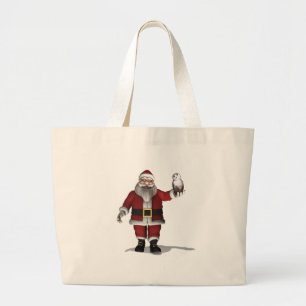 Grand Tote Bag Le Père Noël aime la Chouette des neiges