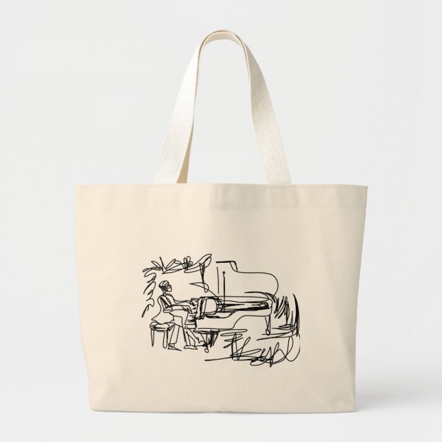 Grand Tote Bag Le pianiste - thème de piano (Devant)