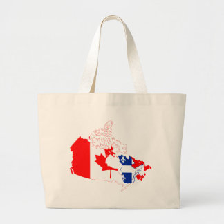 Grand Tote Bag Le Québec dans le drapeau du Canada, carte