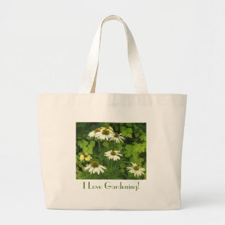 Grand Tote Bag Le Rudbeckia blanc, j'aime faire du jardinage !