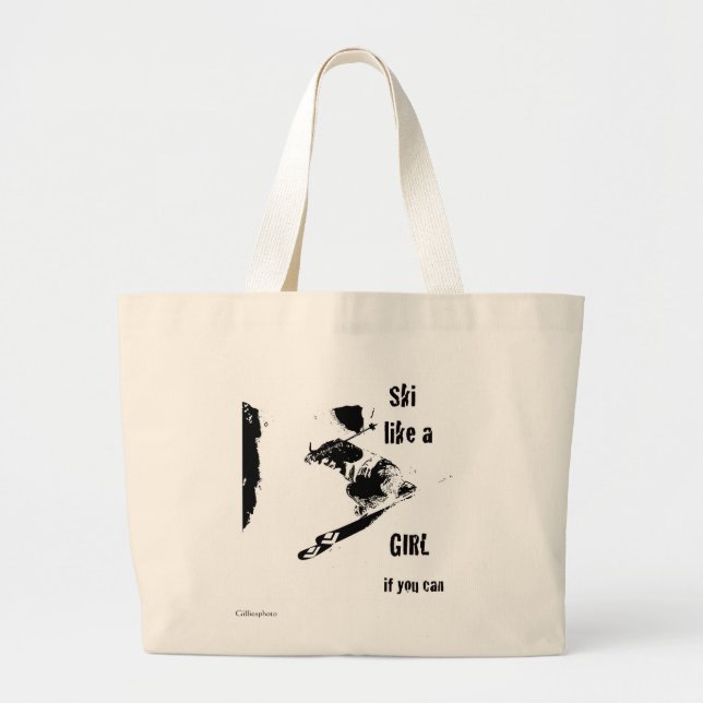 Grand Tote Bag le ski aiment une fille (Devant)
