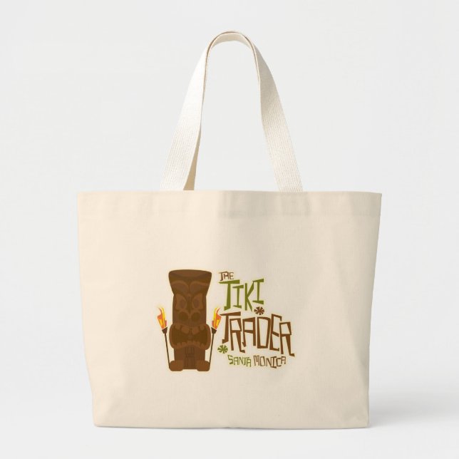 Grand Tote Bag Le Tiki Trader Restaurant Logo Design Amusant (Devant)