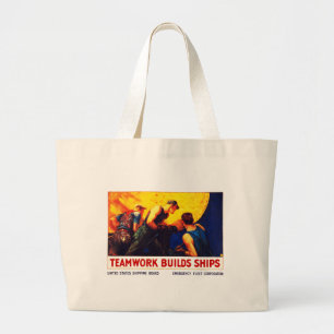 Grand Tote Bag Le Travail D'Équipe Construit Des Navires
