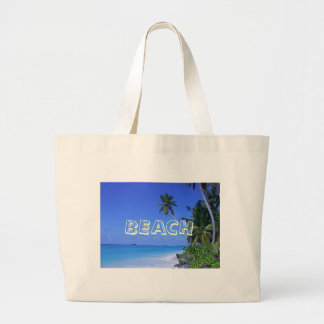 Grand Tote Bag L'eau avec des palmiers, PLAGE