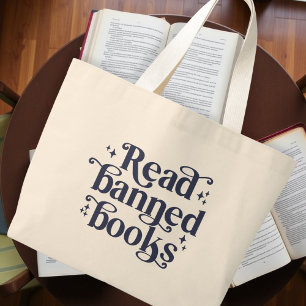 Grand Tote Bag Lecteur de livres interdits amateurs de lecture