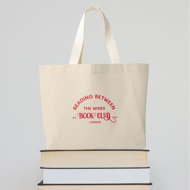 Grand Tote Bag Lecture Entre Les Vins Book Club Red Crest (Créateur téléchargé)