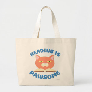 Grand Tote Bag Lecture est Pawsome drôle Livre amusant Toon Kitty