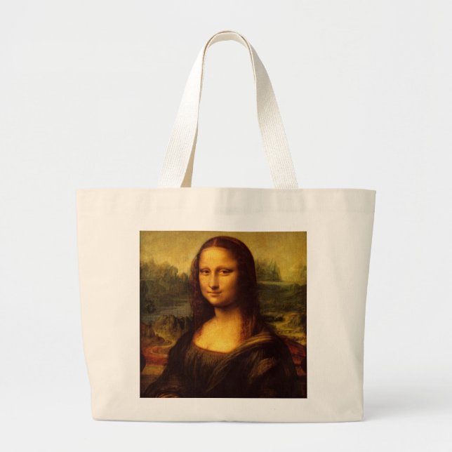 Grand Tote Bag Leonardo Da Vinci Mona Lisa Peinture d'Art (Devant)