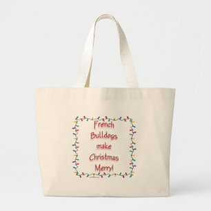 Grand Tote Bag Les Bulldogs français rendent Noël joyeux