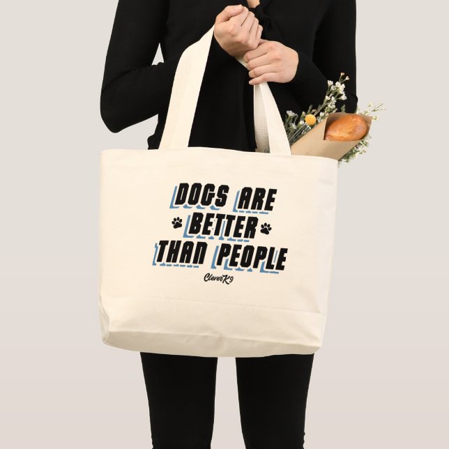 Grand Tote Bag Les Chiens Sont Meilleurs [Blk/Blu] (Devant (produit))