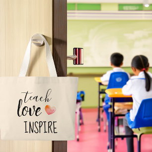 Grand Tote Bag Les enseignants enseignent l'amour inspirent