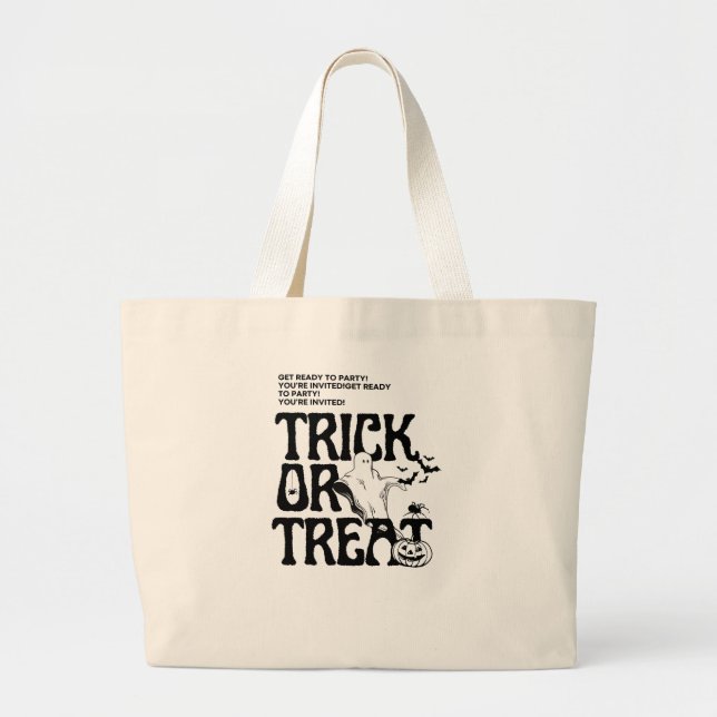 Grand Tote Bag Les fantômes d'Halloween attendent dans l'ombre. (Devant)