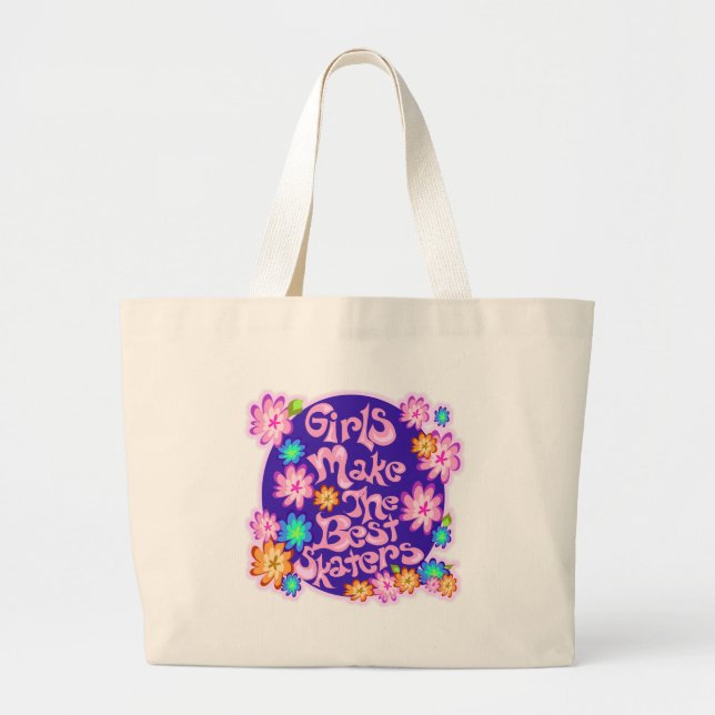 Grand Tote Bag Les filles sont les meilleurs skateurs ! (Devant)