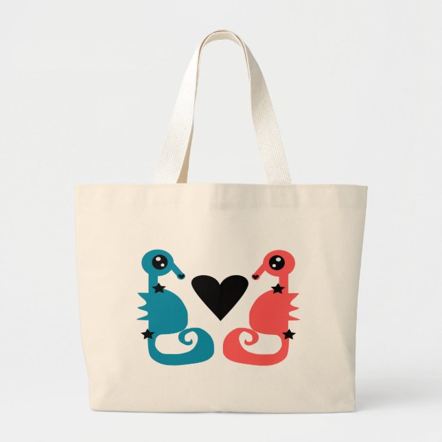 Grand Tote Bag Les hippocampes amoureux (Devant)