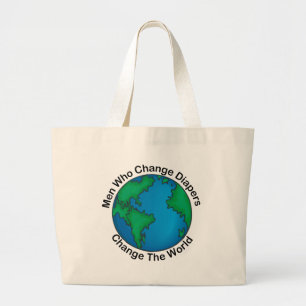 Grand Tote Bag Les hommes qui changent des couches-culottes