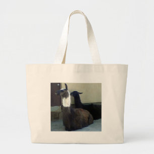 Grand Tote Bag Les lamas comme image du Zoo