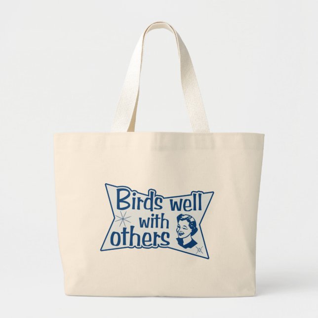 Grand Tote Bag Les oiseaux bien avec les autres (Devant)
