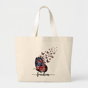 Grand Tote Bag Les papillons de la liberté   Rouge patriotique, B