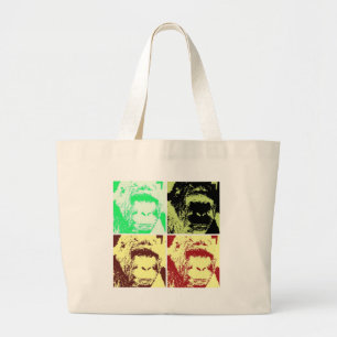 Grand Tote Bag Les visages de Gorilla Pop Art