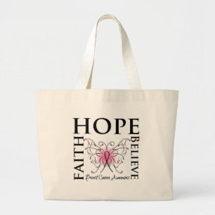 Grand Tote Bag L'espoir croient la foi - cancer du sein