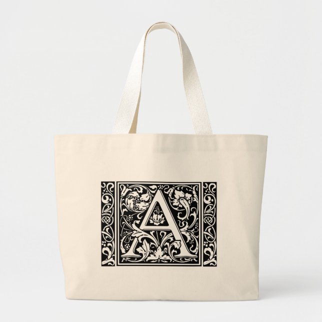Grand Tote Bag Lettre A Monogramme Médiéval Art Nouveau (Devant)