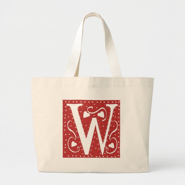 Grand Tote Bag LETTRE COEUR mariage W (Devant)