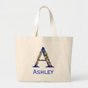 Grand Tote Bag Lettre de prénom A personnalisée