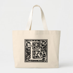 Grand Tote Bag Lettre E Monogramme médiéval Vintage Grande initia