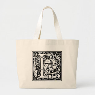Grand Tote Bag Lettre L Monogramme médiéval Vintage Grande initia