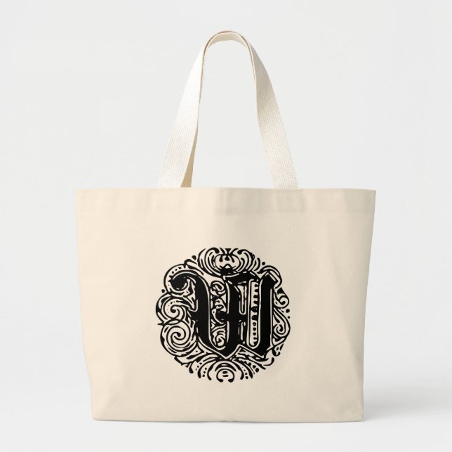 Grand Tote Bag LETTRE MONARIE MONOGRAPHIQUE W Alphabet initial W (Devant)