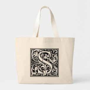 Grand Tote Bag Lettre S Monogramme médiéval Art Nouveau